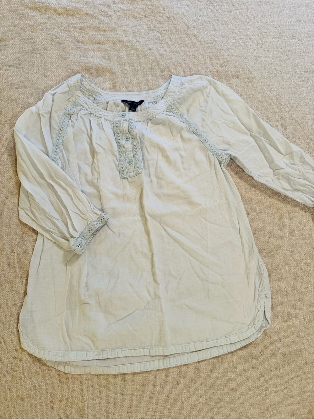 Tommy Hilfiger Cotton Peasant Blouse Gold Detail Medium
